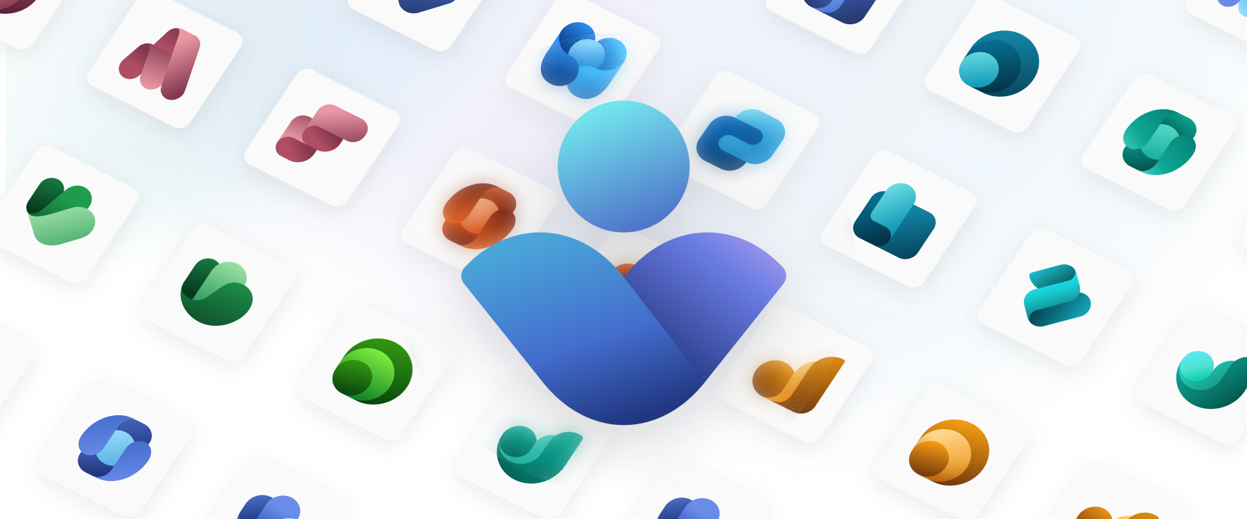Microsoft Viva icon system showcasing colorful 3D-style icons