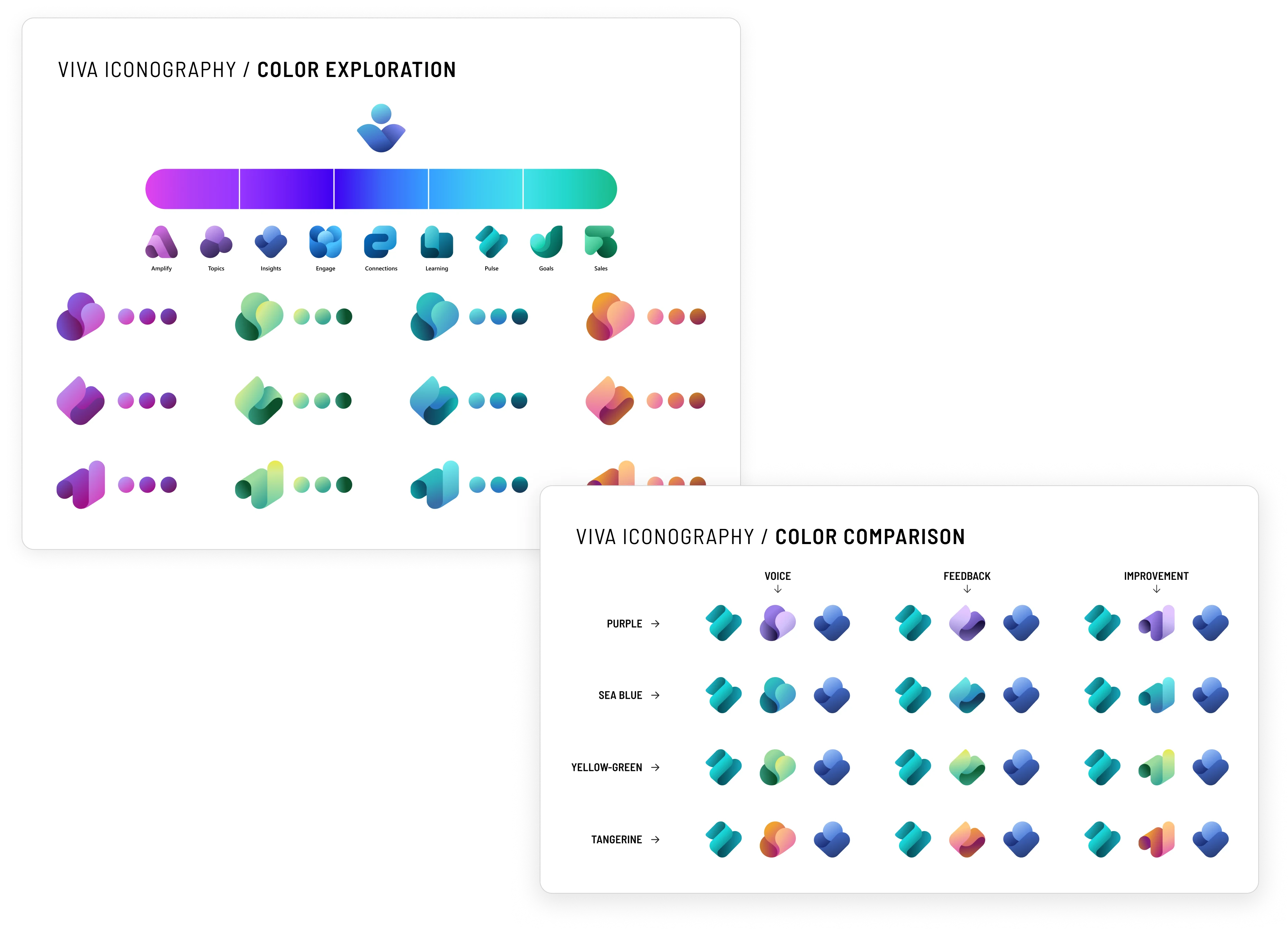 Color studies and palette explorations for the Viva icon system