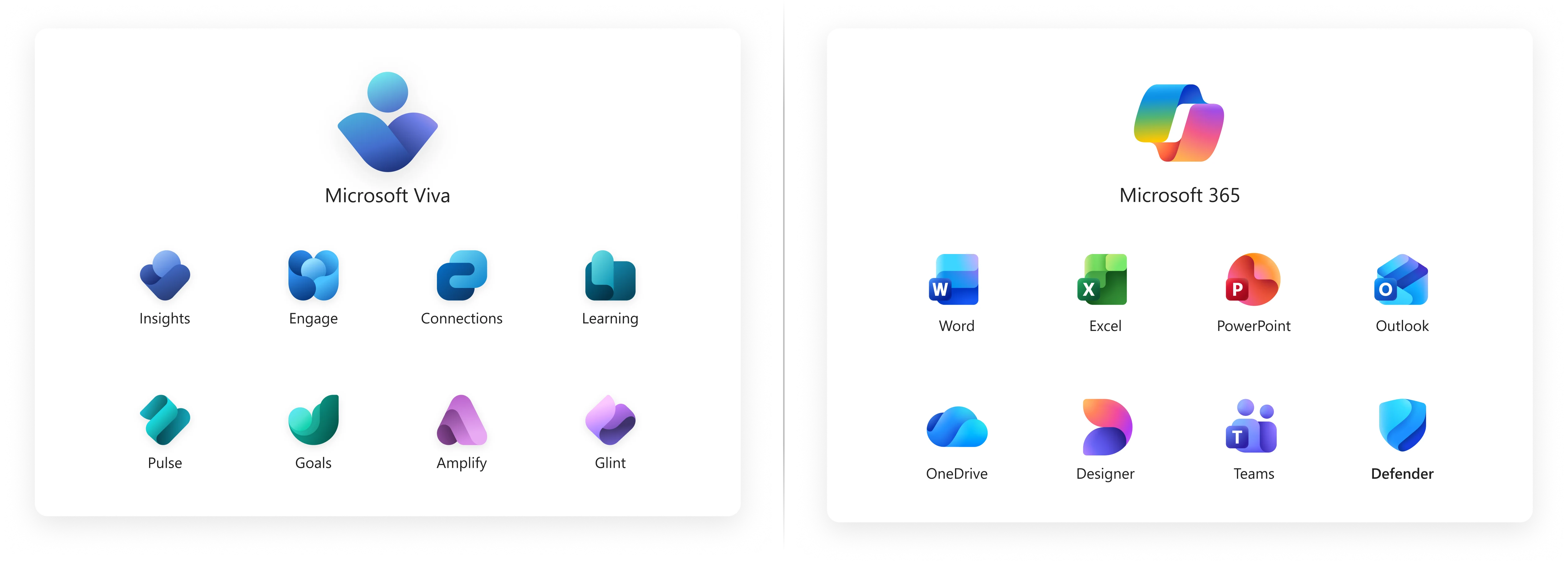 Viva icons alongside the refreshed Microsoft 365 product family
